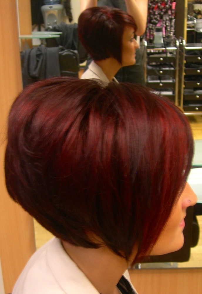 Here we also used a vibrant shade of red hair colour to make the hair style stand out more