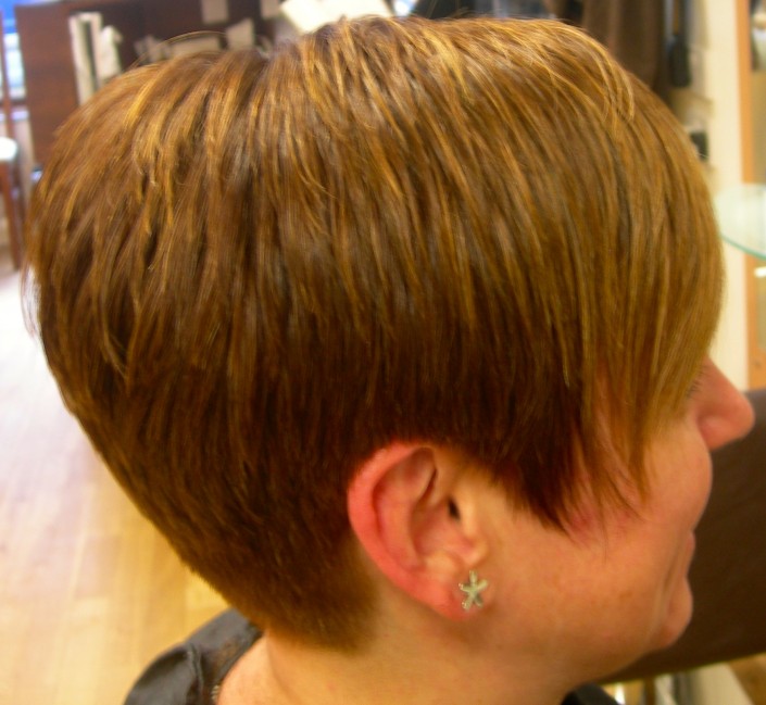 Here we have added highlights and tint to this short hair style